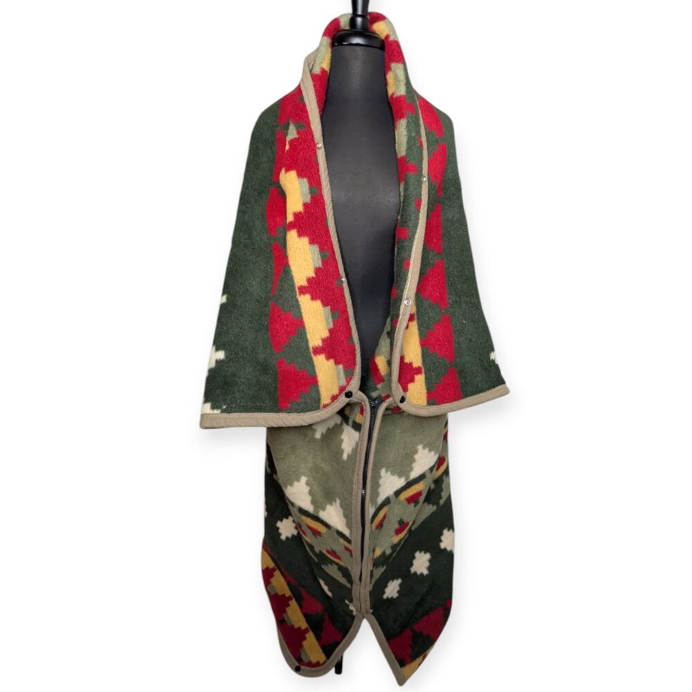 Vintage Earth Ragz Poncho/Throw Southwestern with Snaps Colorful Fleece